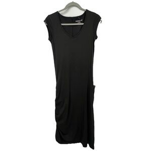 toad and co muse midi dress sz xs side ruching organic cotton blend athleisure